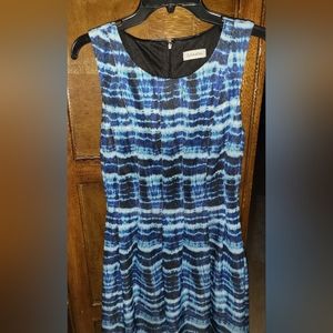 Calvin Klein Womens Blue Tie Dye Darted Bodice Sleeveless Dress, Sz 4